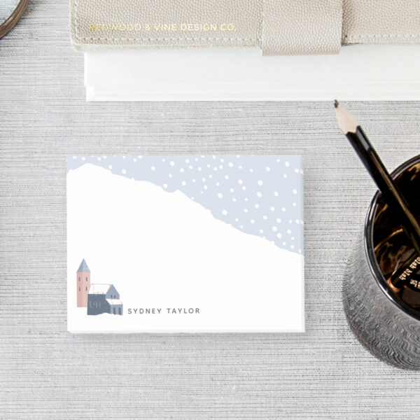 Snowy Winter Village Personalized Post-it Notes