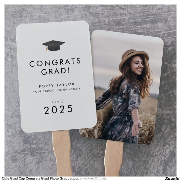 Chic Grad Cap Congrats Grad Photo Graduation Hand Fan