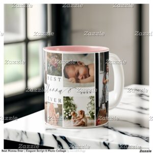 Best Nonna Ever Elegant Script 8 Photo Collage Two-Tone Coffee Mug