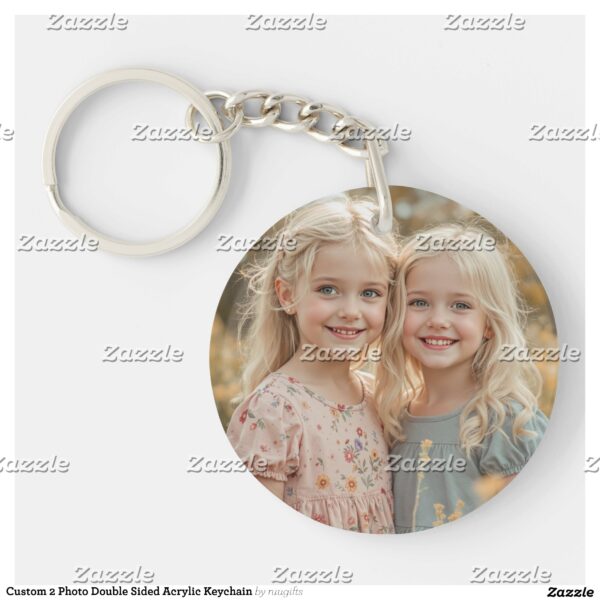 Custom 2 Photo Double Sided Acrylic Keychain