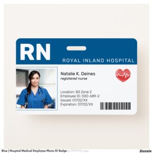 Blue Hospital Medical Employee Photo ID Badge