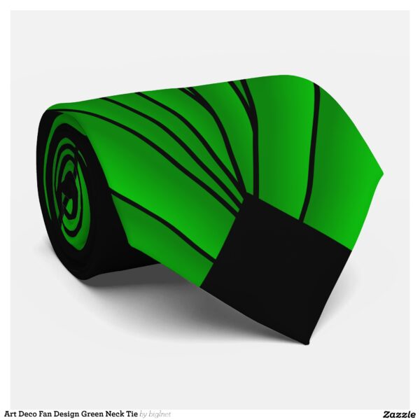 Art Deco Fan Design Green Neck Tie