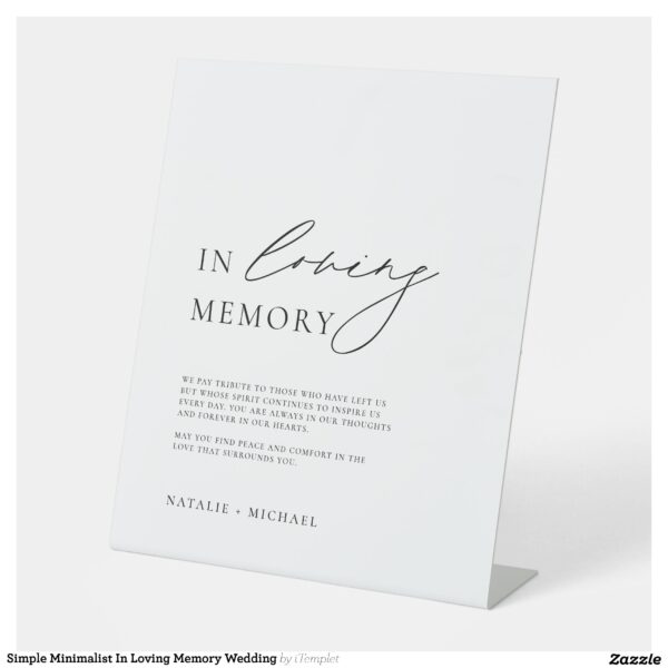 Simple Minimalist In Loving Memory Wedding Pedestal Sign